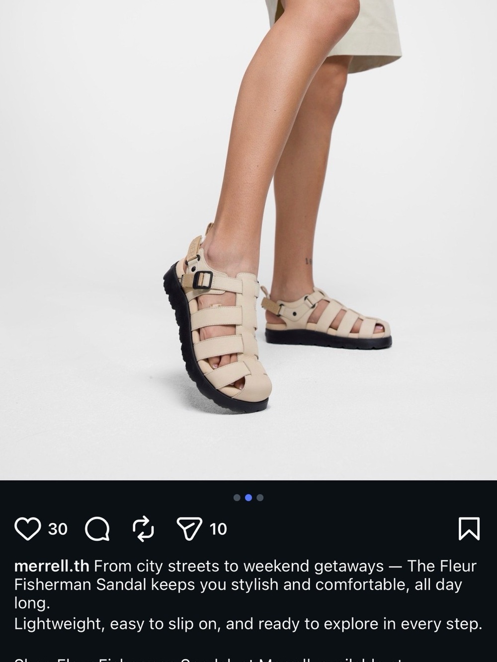 Merrell Fleur Fisherman Sandal — Light Beige with Black Sole